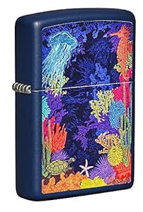 Zippo Dark Blue Sea Life Design Pocket Lighter Windproof Stylish Premium Metal Body Eco Environment-Friendly Unique Stylish Travel Friendly