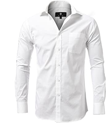 diig Dress Shirt for Men - Slim Regular Fit Work Shirt, White Red Blue XS M 2 XL