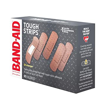 Band-Aid Brand Tough-Strips Adhesive Bandage for Minor Cuts & Scrapes, All One Size, 60 ct (Limited Edition)