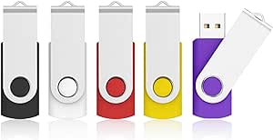 KOOTION 8GB USB Sticks 5 Stück Speichersticks 8G USB 2.0 Bunt 5 STK Memory Stick Metall 5er Pack Set Flash-Laufwerke USB Flash Drives Silikon Datenspeicher Stick Mehrfarbig(Schwarz,Weiß,Rot,Gelb,Lila)