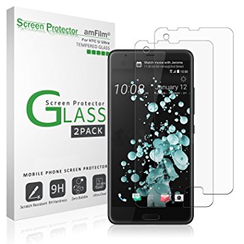 HTC U Ultra Screen Protector Glass, amFilm Tempered Glass Screen Protector for HTC U Ultra 2017 Verizon/AT&T/Sprint (2-Pack)