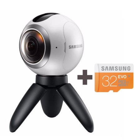 Samsung Gear 360 Degree Spherical Camera (SM-C200)   Micro SD 32GB Spherical Camera SM-C200 for Galaxy S7, S7 Edge, S6, S6 Edge, S6 Edge Plus, Note 5 (International Version - No Warranty)