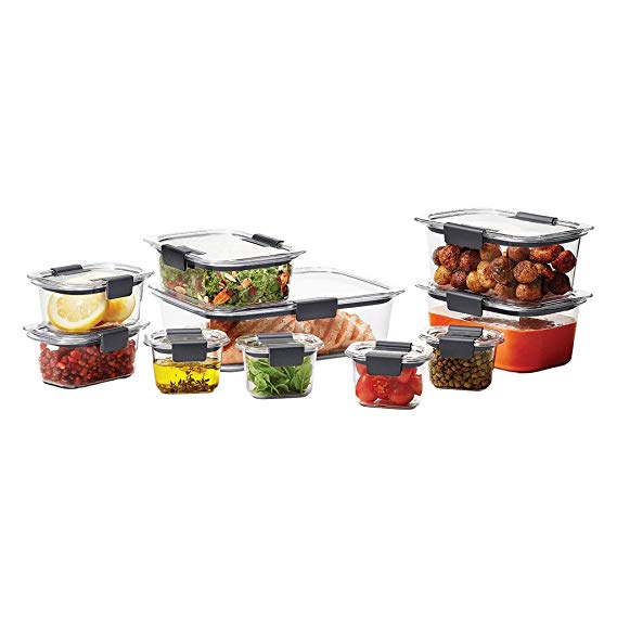 Rubbermaid Brilliance Food Storage Container, 20-Piece Set, 100% Leak-Proof, Plastic, Clear