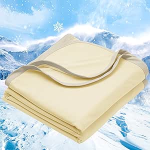 PHF Double Cooling Blanket for Hot Sleepers Twin Size, Arc-Chill Q-Max&gt;0.5 with Double Cooling, Summer Blanket Absorbs Heat to Keep Cool All Night for Night Sweats (Alabaster Gleam, 60''x80'')