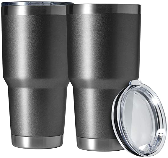 HASLE OUTFITTERS 30oz Tumbler Stainless Steel Coffee Tumbler Double Wall Vacuum Insulated Travel Mug with Lid (Grey, 2 Pack)