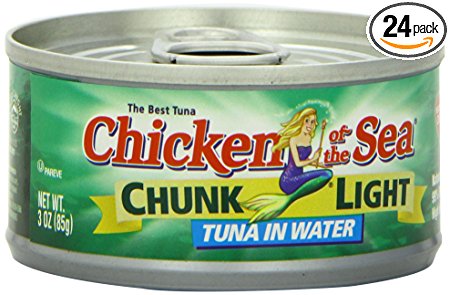 Chicken of the Sea Chunk Light Tuna in Water, 3-Ounce Easy Open Cans (Pack of 24)
