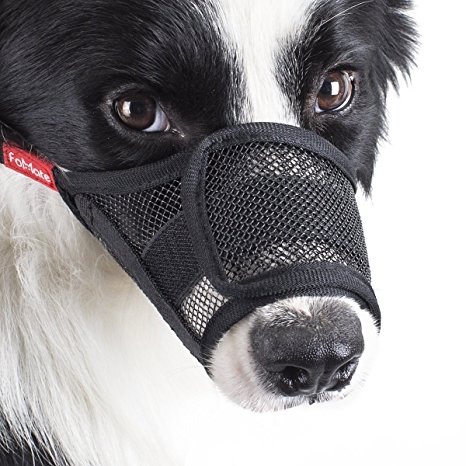 FOMATE Dog muzzle guard, Anti biting quick easy fit for Long Snout Breeds. Gentle mesh mask mouth cover muzzle for training and walking.