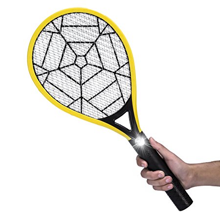 Mokale Rechargeable Bug Zapper Racket Electric Fly Swatter and Mosquito Insects Killer,3000 Volt-Fly Traps with Bright LED Light-Unique 3 Layer Mesh Safe to Touch for Indoor and Outdoor Pest Control