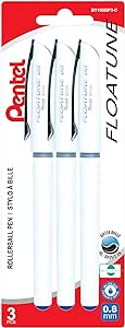 Pentel Floatune Ultra Smooth Roller Ball Pen, 0.8mm, Blue Ink, 3 Pack