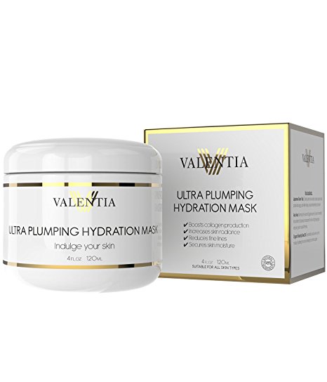 Ultra Plumping Hydration Mask By Valentia - With a Blend of Amino Acids and Botanical Hyaluronic Acid - 4 Oz
