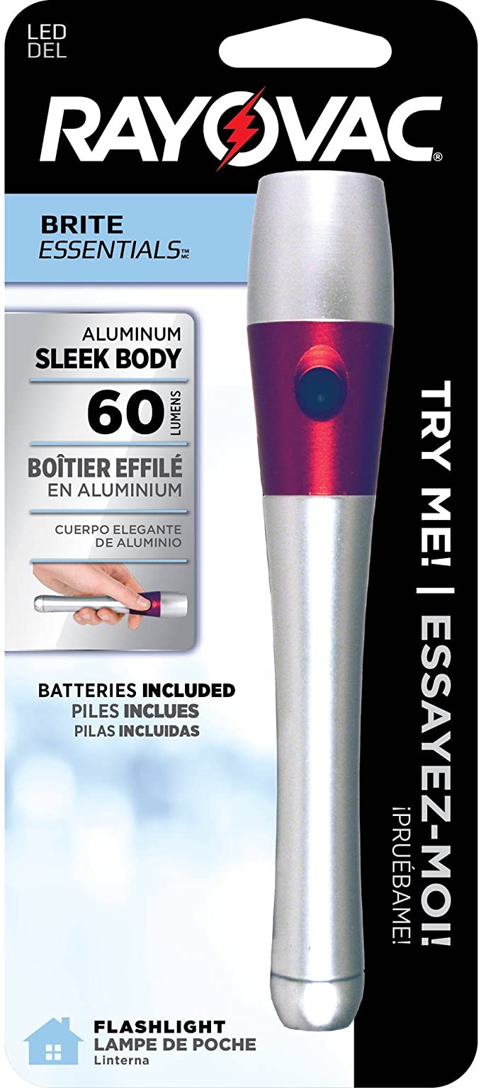 Rayovac Value Bright Sleek Series 60 Lumen LED Flashlight with 2AA Batteries