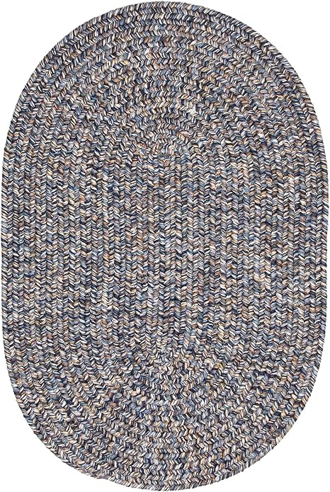 Super Area Rugs Blue Woven Braided Rug Rustic Living Indoor/Outdoor Braided Rug - Soft & Reversible Oval 8' x 10'