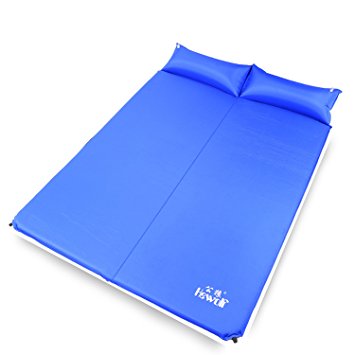 Hewolf Outdoor Waterproof Portable Self-inflating 2 Persons Double Camping Sleeping Pad with Pillow