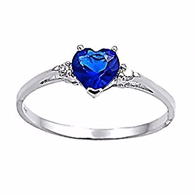 Jacinda: Heart-cut Simulated Blue Sapphire and IOF CZ Promise Friendship Ring Silver, 3144