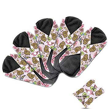 Dutchess Cloth Menstrual Pads - Bamboo Reusable Sanitary Napkins - Perfect for HEAVY Flow or OVERNIGHT - 5 Pack Set - With Double Layered Charcoal Absorbency Layer to Avoid Leaks, Odors and …