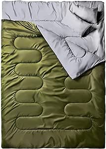 Ohuhu Double Sleeping Bag, 4 Season Sleeping Bag for Adults 2 Person Sleeping Bag with 2 Pillows Cold Weather Waterproof Sleeping Bag for Family Teens Tent Camping Truck Backpacking Hiking Outdoor