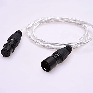 GAGACOCC 1M 4-Pin XLR Male to 4-Pin XLR Female Balanced Balanced Extension Cable Crystal Clear Silver Plated Shield Cable Audio Cable