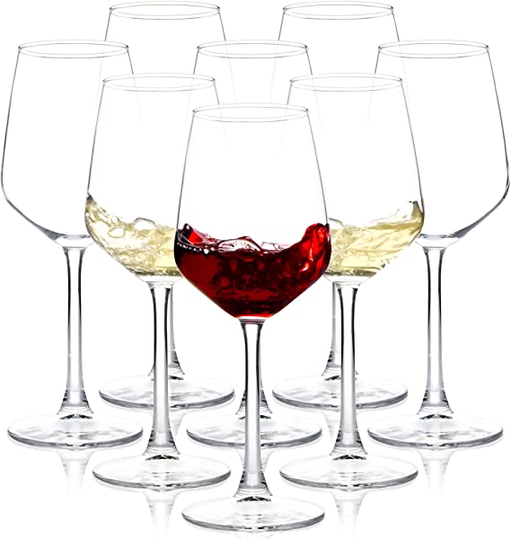 Wine Glasses Set of 8, 12oz Clear Red/White Wine Glasses, Long Stem Wine Glasses for Party, Wedding and Home