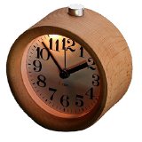 Glomarts Creative Small Round Classic Wood Silent Desk Travel Alarm Clock With Nightlight