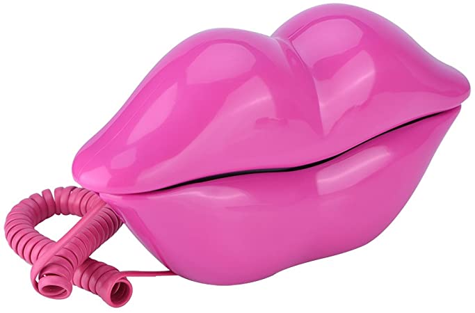 Lips Telephone Novelty Rose Red Mouth Lip Shaped Phone Landline Cute Shining Desk Corded Phone for Home Hotel Office Decoration Kids Girls Gift