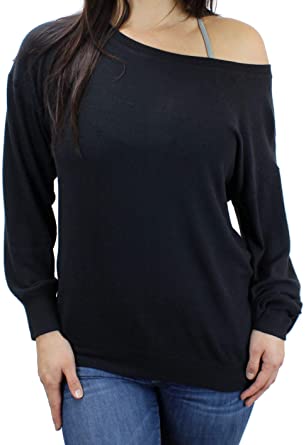 Ms Lovely Women's Ultra Soft Off The Shoulder Boatneck Pullover Sweatshirt - Cute Comfy Sweater