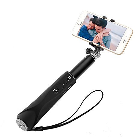 Selfie Stick, Archeer Self-portrait Monopod Extendable Selfie Stick with built-in Bluetooth Remote Shutter for iPhone 7, 7 Plus, 6, iPhone 5S, Samsung Galaxy S7 S6 S5, Android -Black