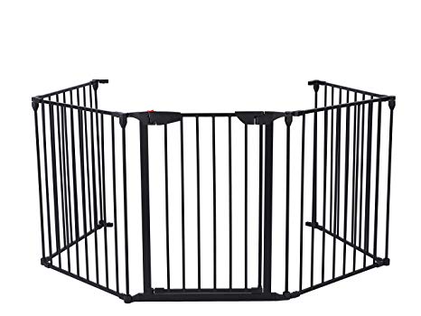 25" x 30" Elegant Steel & Plastic Fireplace Safety Fence Guard Fence Black