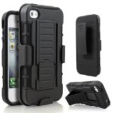 iPhone 5 Case Starshop Apple iPhone 5 5S Hybrid Full Protection High Impact Dual Layer Holster Case with Kickstand and Locking Belt Swivel Clip Black