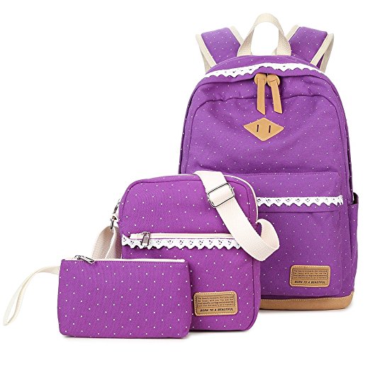 Abshoo Canvas Dot Backpack Cute Lightweight Teen Girls Backpacks School Shoulder Bags