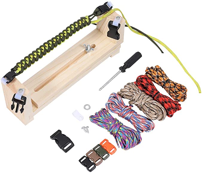 Adjustable Length Paracord Jig Bracelet Maker Wooden Frame-Paracord Braiding Weaving Craft Tool Kit, Wristband Maker