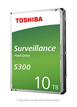 Toshiba S300 10TB Surveillance 3.5” Internal Hard Drive – SATA 6 Gb/s 7200 RPM 256MB Cache (HDWT31AUZSVAR)