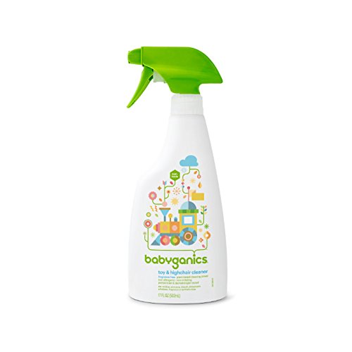 Babyganics Toy & Highchair Cleaner Spray, Fragrance Free, 17oz Spray Bottle