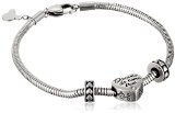 Disney Beads Stainless Steel Charm Bracelet Starter with Bead Charm and 2 Stoppers