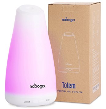 Natrogix Totem 150ml Essential Oil Diffuser - Cool Mist Aroma Humidifier for Aromatherapy 7 Colors with Changing Colored LED Lights, Portable, Waterless Auto Shut-off and Adjustable Mist Mode