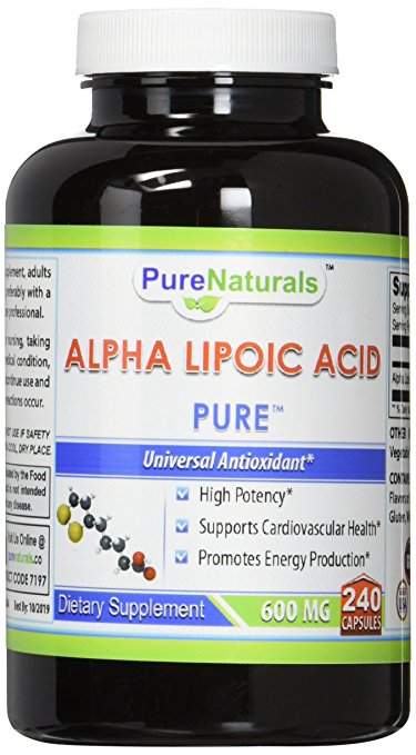 Pure Naturals Alpha Lipoic Acid 600 mg Capsules, 240 Count