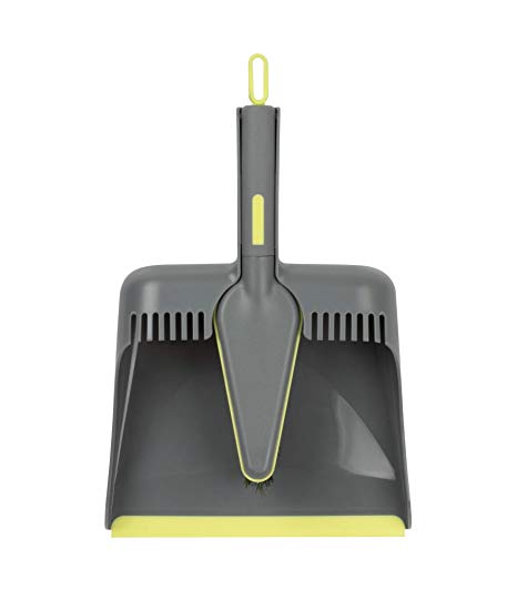 Casabella Way Clean Angle Dustpan & Brush Dustpan and Brush Set, Medium, Green and Taupe