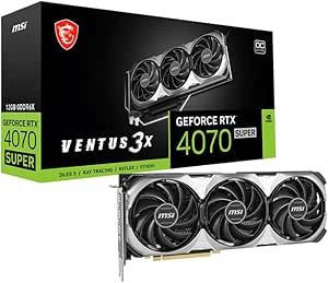 MSI GeForce RTX 4070 Super 12G Ventus 3X OC Gaming Graphics Card - 12GB GDDR6X, PCI Express Gen 4, 192-bit, 3X DP v 1.4a, HDMI 2.1a (Supports 4K & 8K HDR)