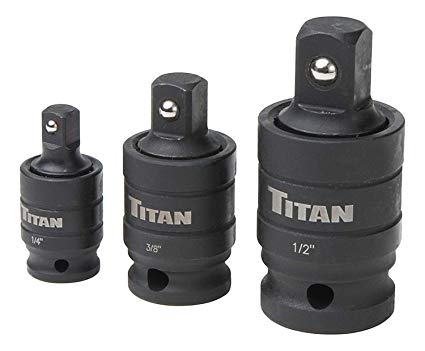 Titan Tools 16151 1/4", 3/8" and 1/2" Drive Pin-Free Locking Impact Universal Joint Set (3 Piece)