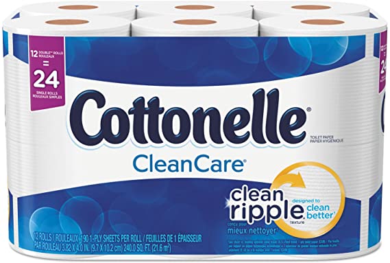 Kimberly Clark 12456PK Kleenex COTTONELLE Ultra Soft Bath Tissue, 1-Ply, 165 Sheets/Roll, 12/Pack