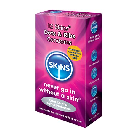 Skins Never Go In Without A Skin Dots & Ribs Condom 12 Pack