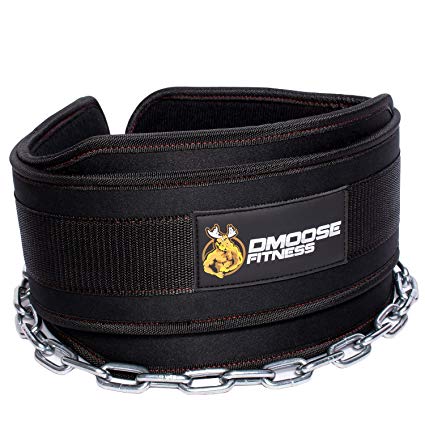 DMoose Fitness Premium Dip Belt with Chain – 36” Heavy Duty Steel Chain, Comfort Fit Neoprene, Double Stitching – Maximize your Weightlifting & Bodybuilding Workouts