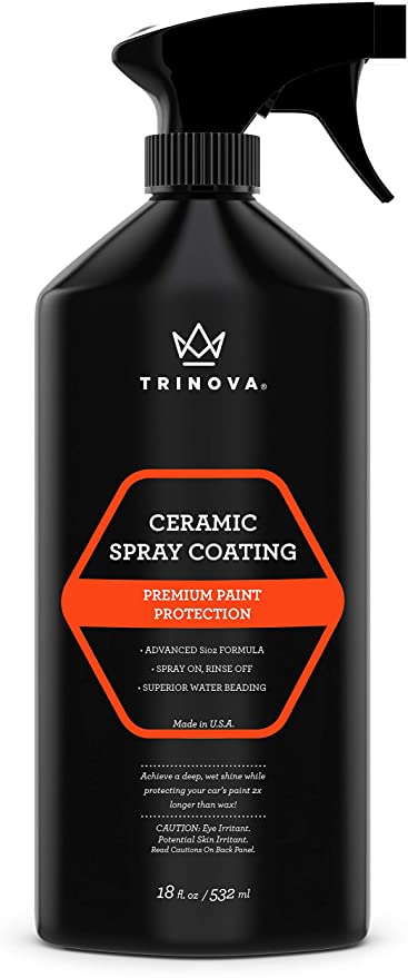 TriNova Ceramic Spray Coating - SiO2 Hydrophobic Hybrid Sealant for Car, Truck, Motorcycle - Ultimate Wax Substitute, Protection for Paint, Wheels, Glass & More 18 oz