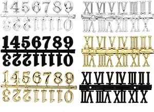 DOITOOL Clock Numerals Kit Including Arabic Number and Roman Number DIY Digital Clock Numbers for Design Replacement Repairing Clock Accessories 6pcs