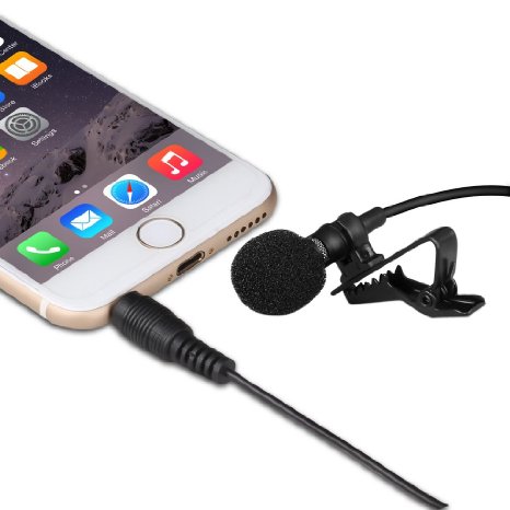 Alemon 4.8ft Lavalier Lapel Clip-on Omnidirectional Condenser Microphone for iPhone, iPad, iPod Touch, Android and Windows Smartphones,Youtube,Interviews