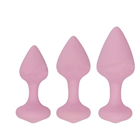 Three Size Anal Butt Plugs Set for Beginners Made of 100% Medical Silicone Body Safe Anal Sex Toys (Pink)
