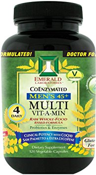 Emerald Laboratories - Men's 45  Multi Vit-A-Min (4 Daily) - Clinical-Potency with CoQ10, Saw Palmetto & Extra Lycopene - 120 Vegetable Capsules