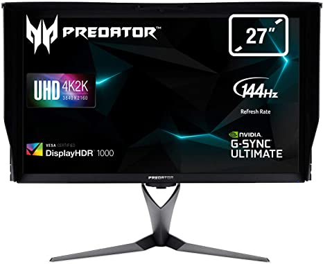 Acer Predator X27P 27 Inch UHD Gaming Monitor, Black/Grey (IPS Panel, G-Sync, 120 Hz (144 Hz OC), 4ms, HDR 1000, Quantum Dot, DP, HDMI, USB Hub, Height Adjustable Stand)