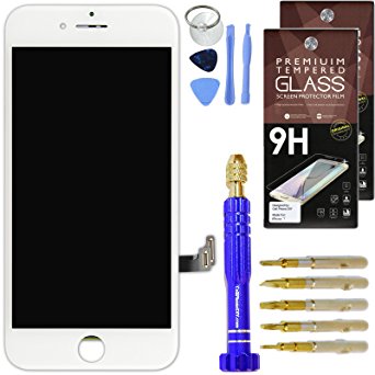 DIY iPhone 7 Screen Replacement 4.7" White , LCD Touch Screen Digitizer Assembly Set   Premium Glass Screen Protector   Free Repair Tool Kit