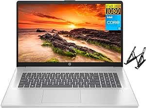 HP 17 Business Laptop, 17.3" FHD IPS Display, Intel Core i3-N305 (8-core,Beat i7-1160G7), 16GB RAM, 512GB SSD, Intel UHD Graphics, Fingerprint, Anti-Glare, WiFi 6, Windows 11 Home, with Laptop Stand