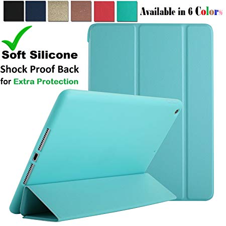 iPad Pro 10.5 Inch Case Soft Silicone Back (✔For Extra Shock Protection) TriFold Ultra Slim Smart Cover Auto Sleep/Wake, Multi-Angle Stand [iPad Pro 10.5" 2017 (A1701 A1709)]➤Soft Back- Green